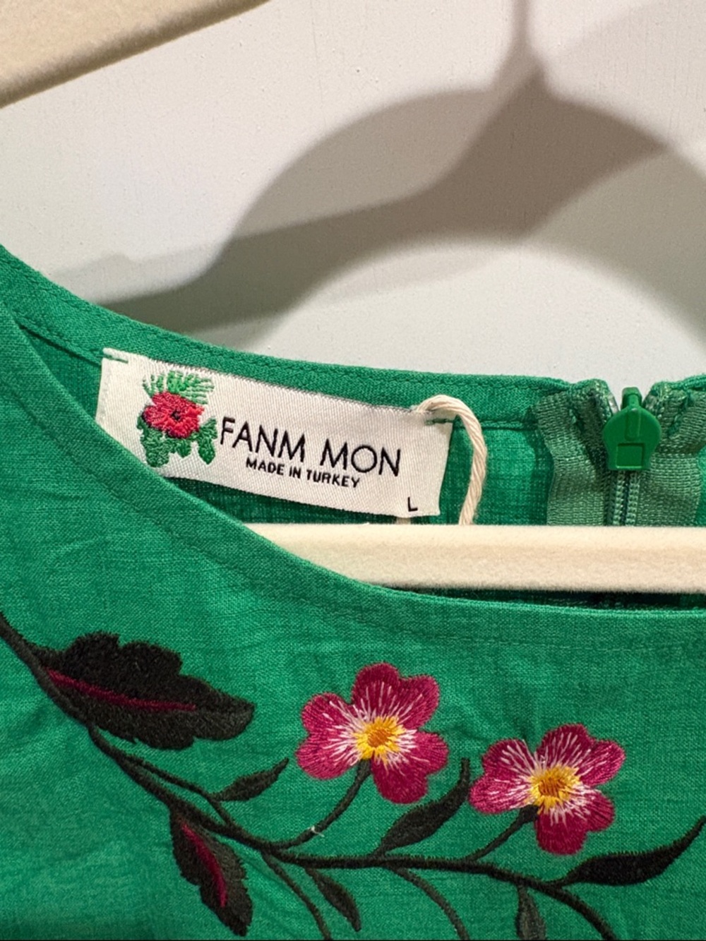 Fanm Mon Flirt Green Embroidered Floral Butterfly Ruffle Hem Dress - Picture 5 of 6